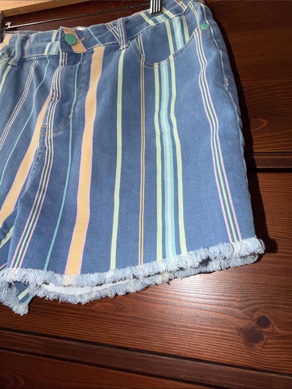 Judy Blue High Rise Frayed-Hem Striped Shorts - Lake Life - Picture 4 of 7
